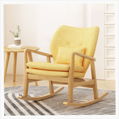 Chaise berçante en bois massif avec coussin