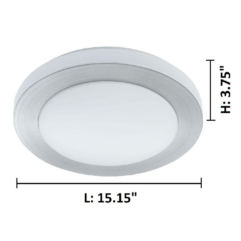 Mccluney Plastic LED Flush Mount, 3.75" H x 15.13" W x 15.13" D