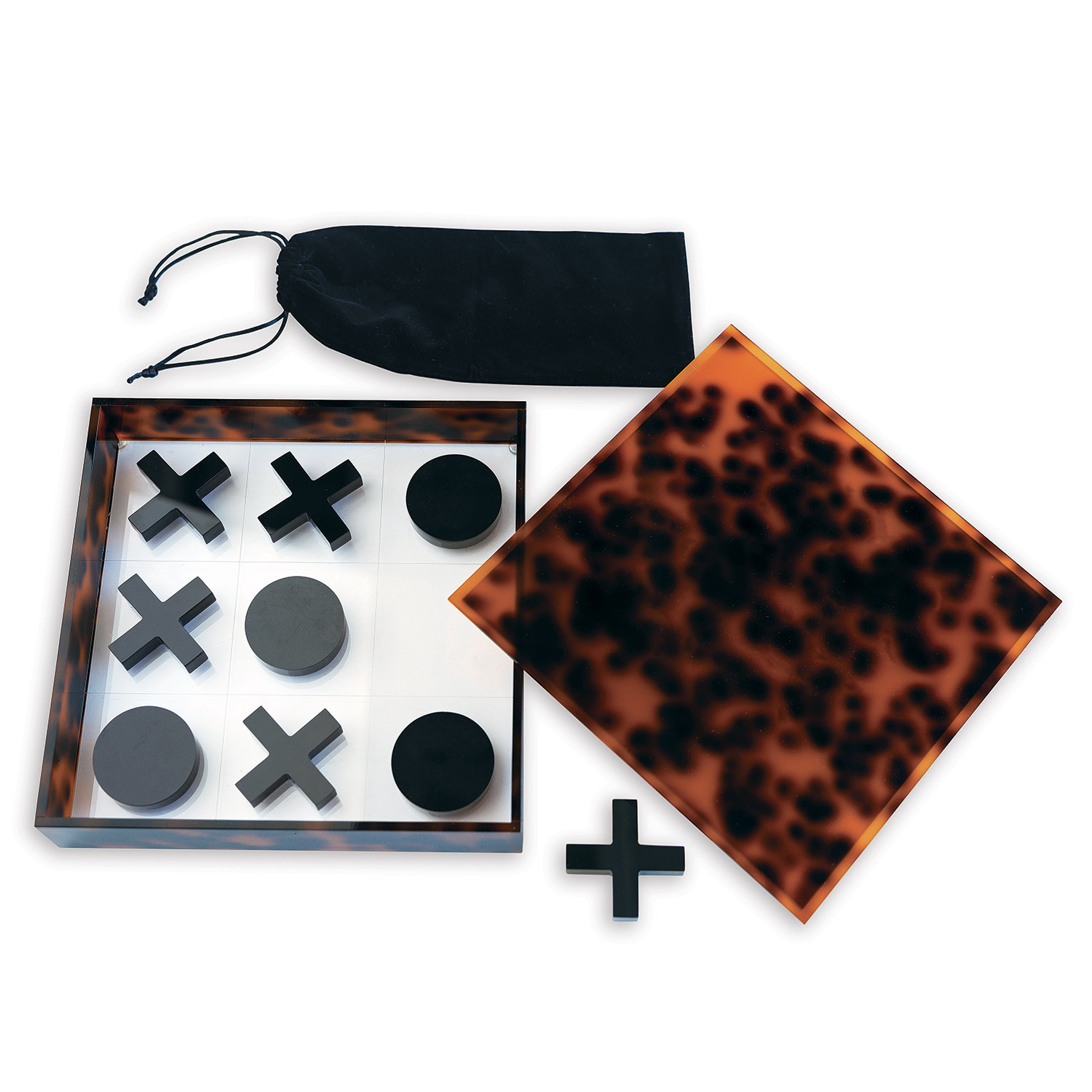 2-Player Acrylic Tic-Tac-Toe Set, Tortoise