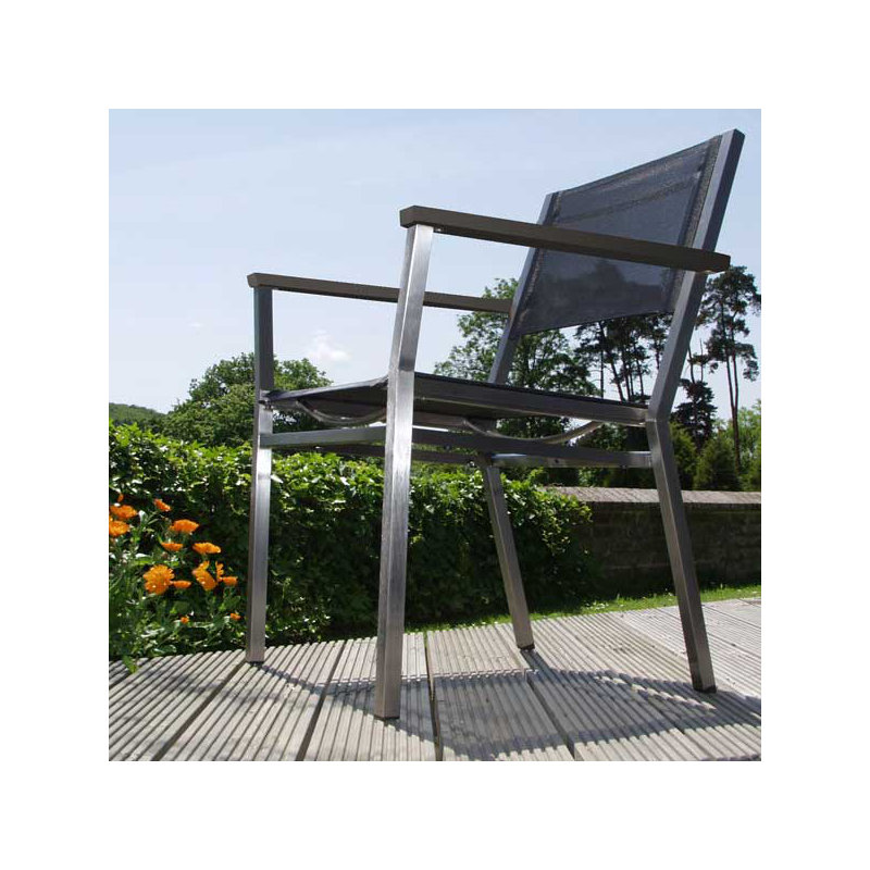 Equinox Dining Armchair, Graphite Finish/Charcoal Sling