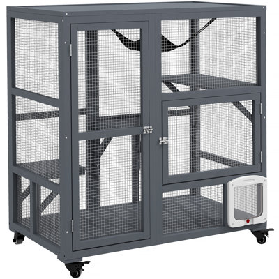 Enceinte polyvalente pour chats avec plusieurs caractéristiques pour le confort et le divertissement félins