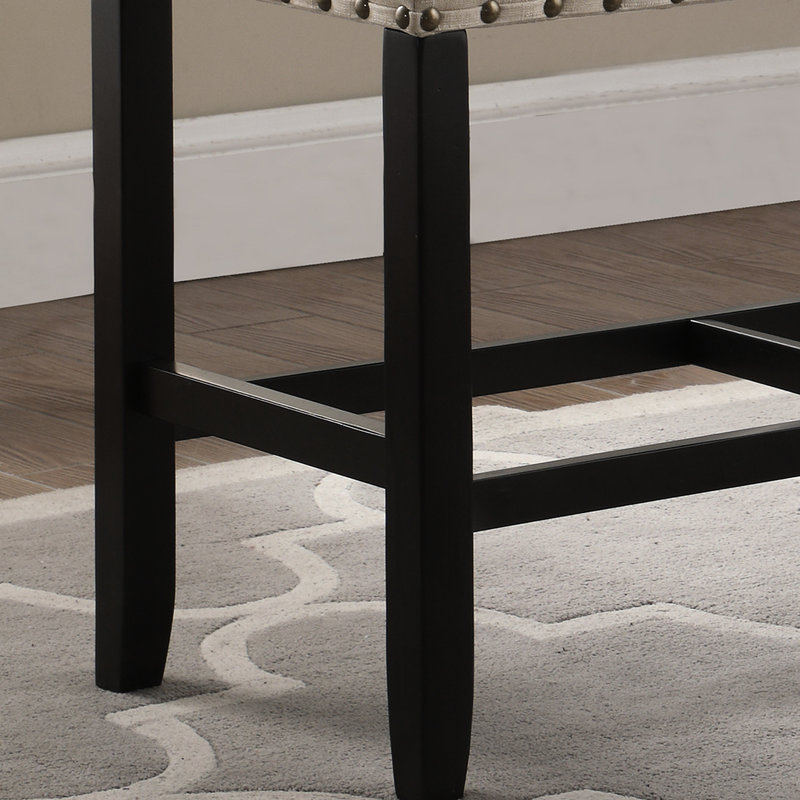 Counter Height Tan Dining Bench, Blend Material, 25.5"H X 16.5"D 41"W, Nailhead Bench For Room, Trim, 41"W, Tan