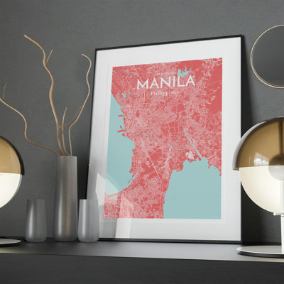 Manila City Map in Maritime 1 Piece Wall Art