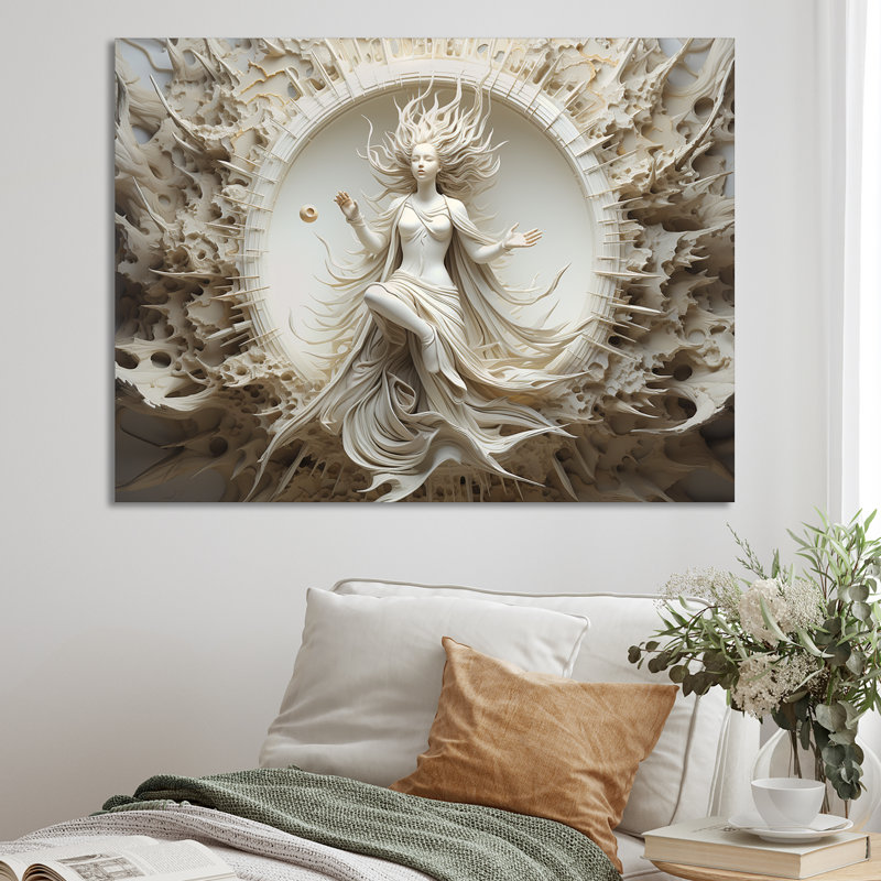 " Indian Mokshas Ethereal Eggshell I ", 30" H x 40" W, Wrapped Canvas