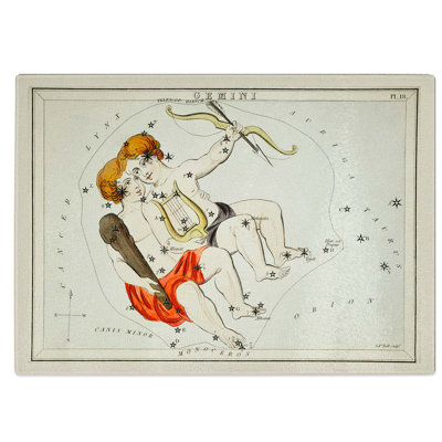 Tempered Glass Astronomical Zodiac Chart of the Gemini Chopping Board