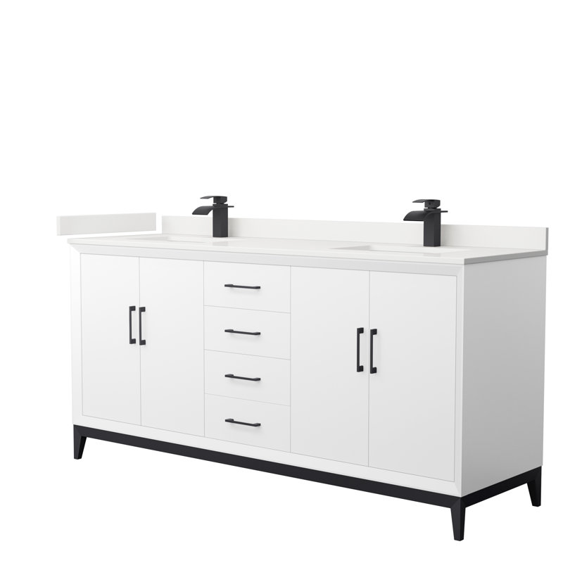 Amici 72'' W Double Vanity, Matte Black, Giotto Quartz
