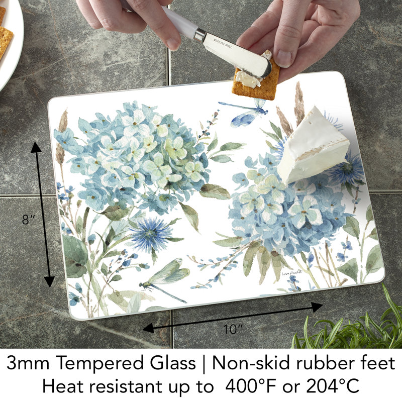 CounterArt Bohemian Blue Tempered Glass Cutting Board