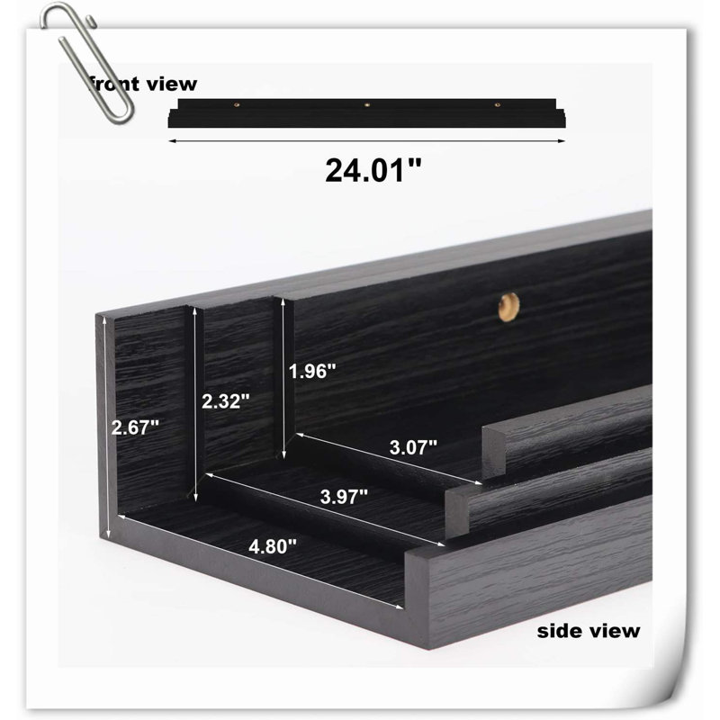 Chakera 3 Piece Wood Floating Shelf, Black