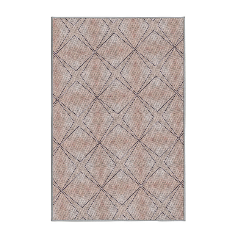 Tapis brun à motif géométrique Kimmel, Rectangle 5 pi x 7 pi