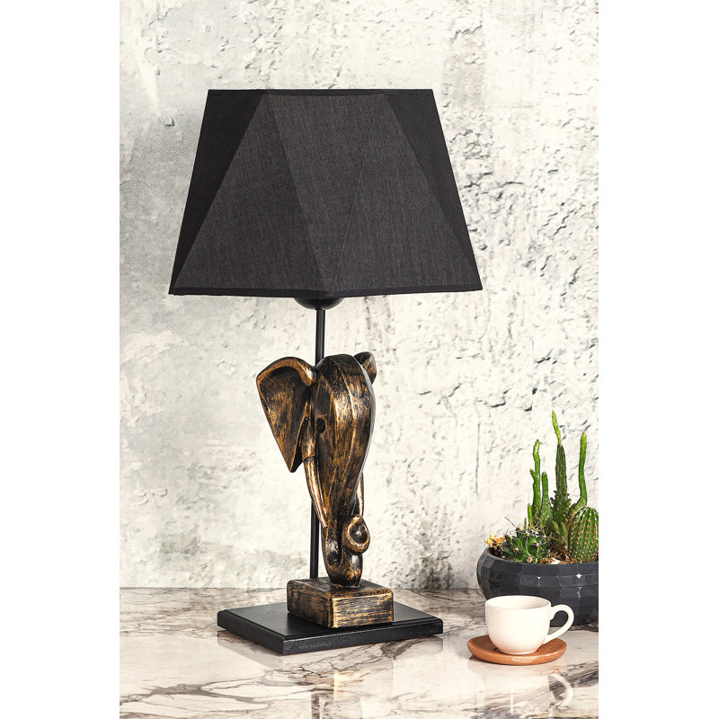 Lampe de table en métal Adrain, Doré / Noir, Noir