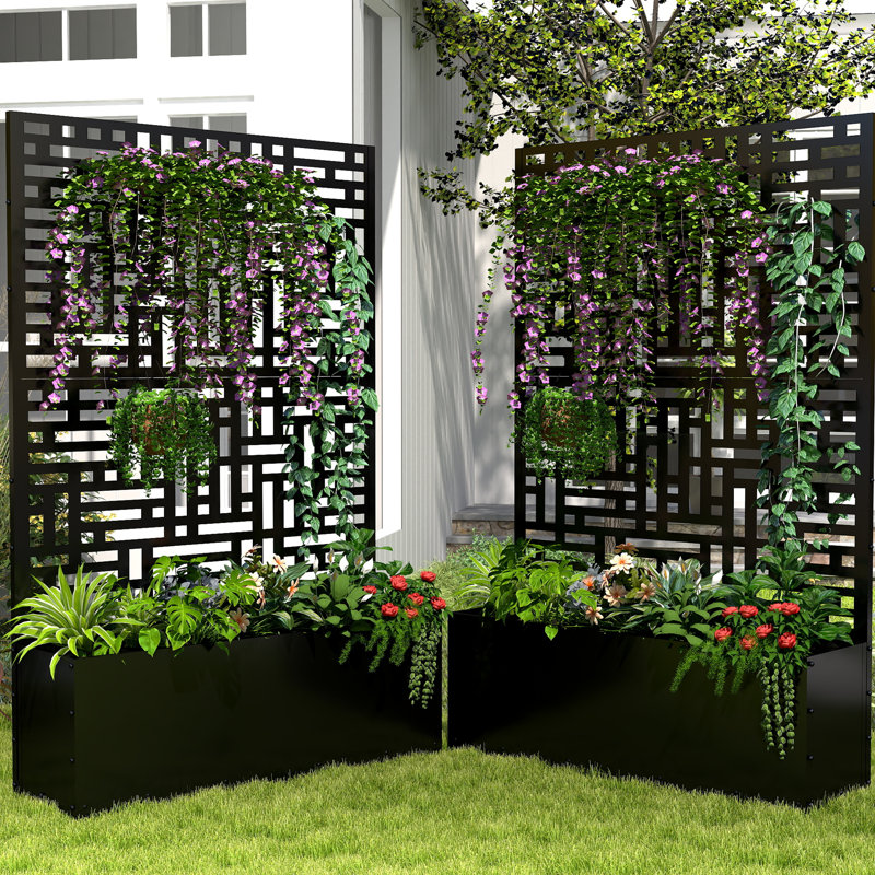 Quameshia Metal Planter Box, Black