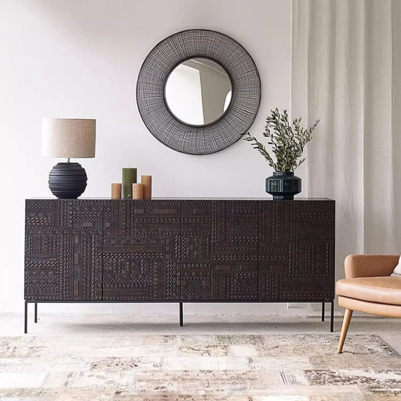 Buffet léger de luxe sculpté, H 35,43 po x l 70,87 po x P 15,75 po