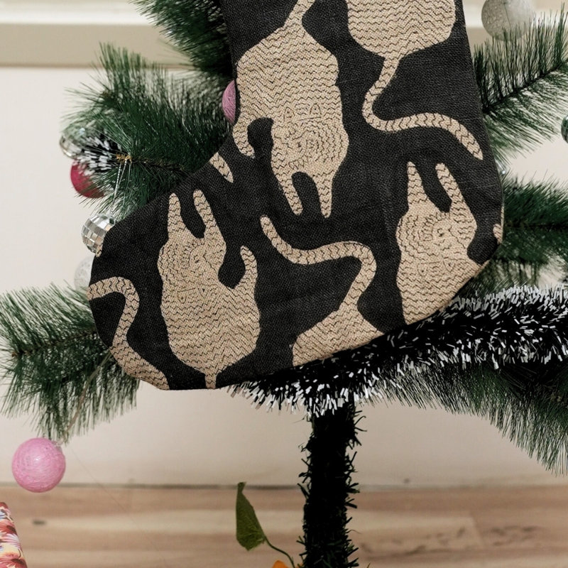 Chaussette de Noël artisanale en tissu Fabhibine, H 10 po x l 4,5 po