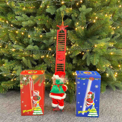 Christmas Ladder Climbing Santas  Cute Fireplace Decor For Festive Mood