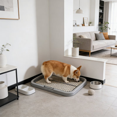 Plateau pour chien avec grille amovible, 18,9 x 14,96 x 2,17 pouces, jaune