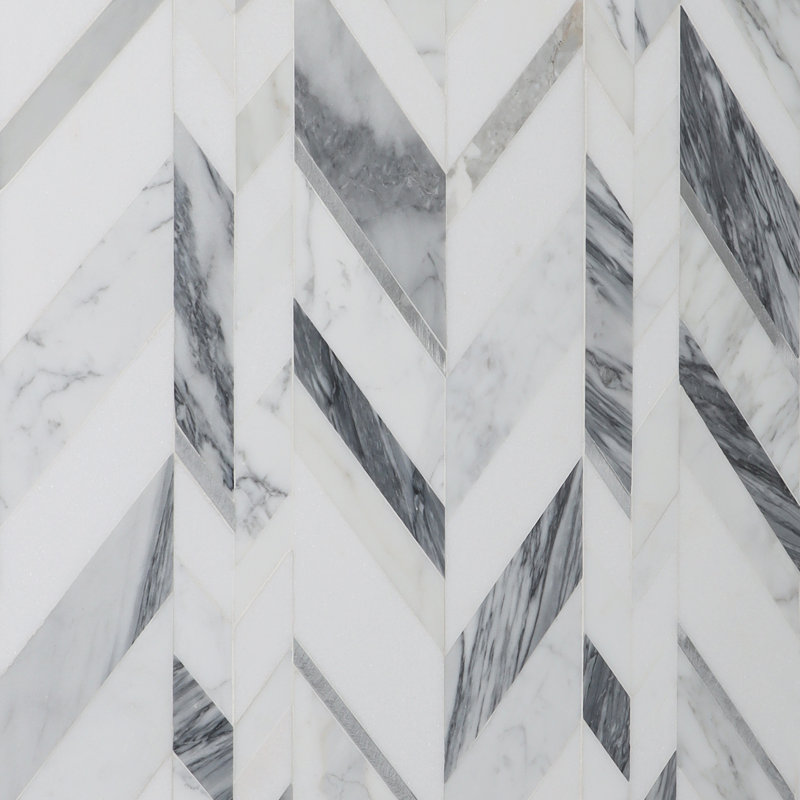 Tyra 11.81 in. x 18.89 in. Polished Marble and Brass Wall Mosaic Tile (1.55 Sq. Ft. / Each), Grigio
