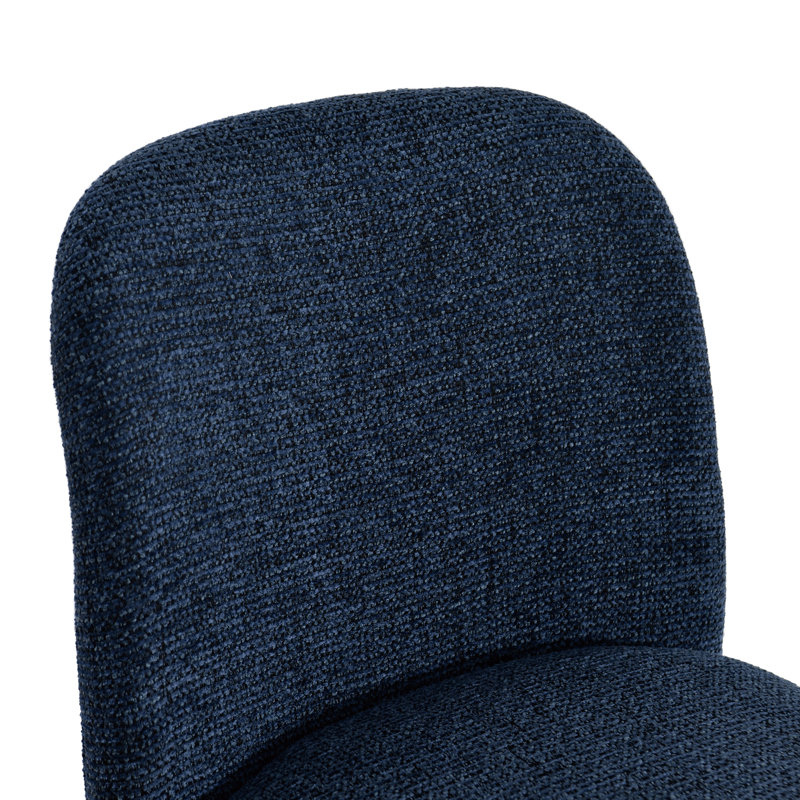 Chaise rembourrée moderne en tissu neutre à dossier courbé, 4, Bleu