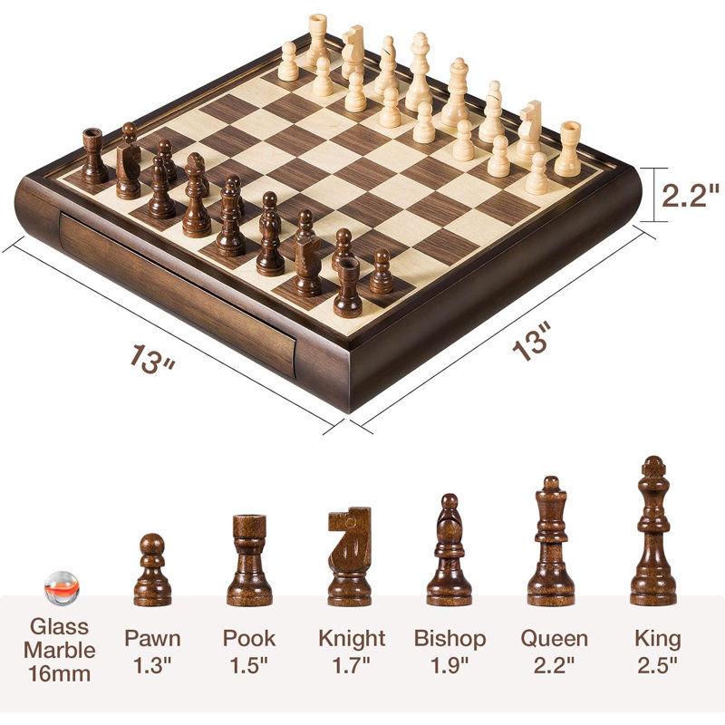 Jeu d'échecs magnétique 2 en 1 et jeu de dames chinois 13 "