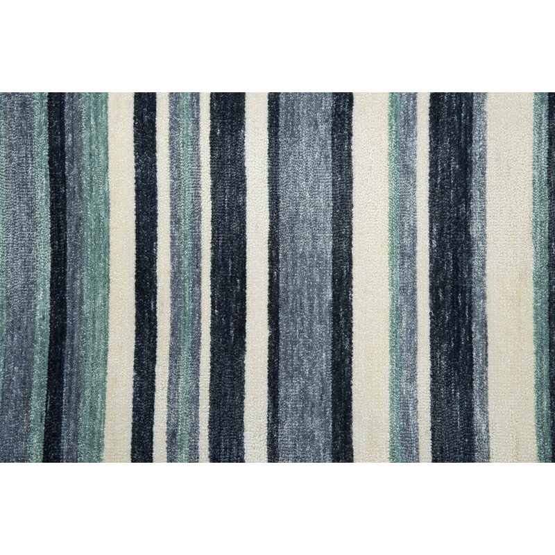 Tapis rayé touffeté à la main intérieur / extérieur Bozarth, Rectangle 8 pi 6 po x 11 pi 6 po