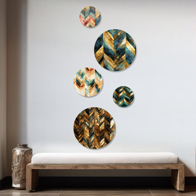Primo - ensemble d'art mural rond en marbre Glam 5 pièces