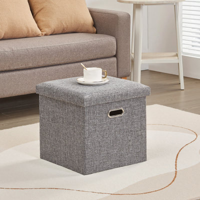 15 Inch Storage Ottoman Bench with Lid – Folding Coffee Table Ottoman, Upholstered Footrest with Hidden Storage for Living Room, Bedroom, Entryway, Do by Ebern Designs