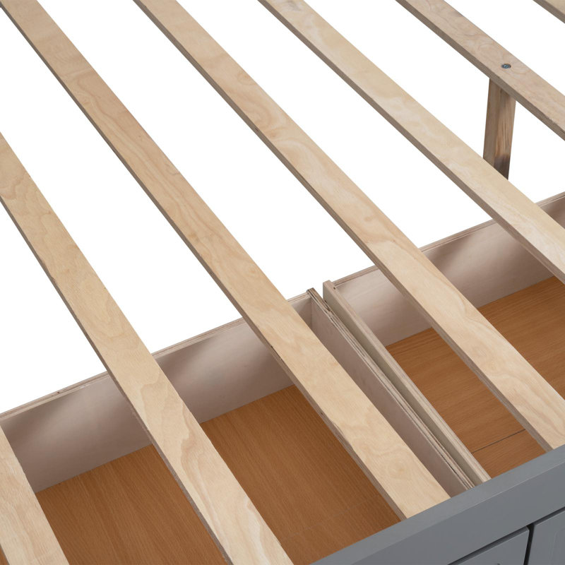 Bunk Bed With Drawers, Gray, Full over Full