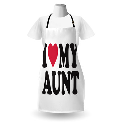 East Urban Home Aunt Apron Unisex I Love My Aunt Bold Text Font Adult Size Charcoal Grey Dark Pink