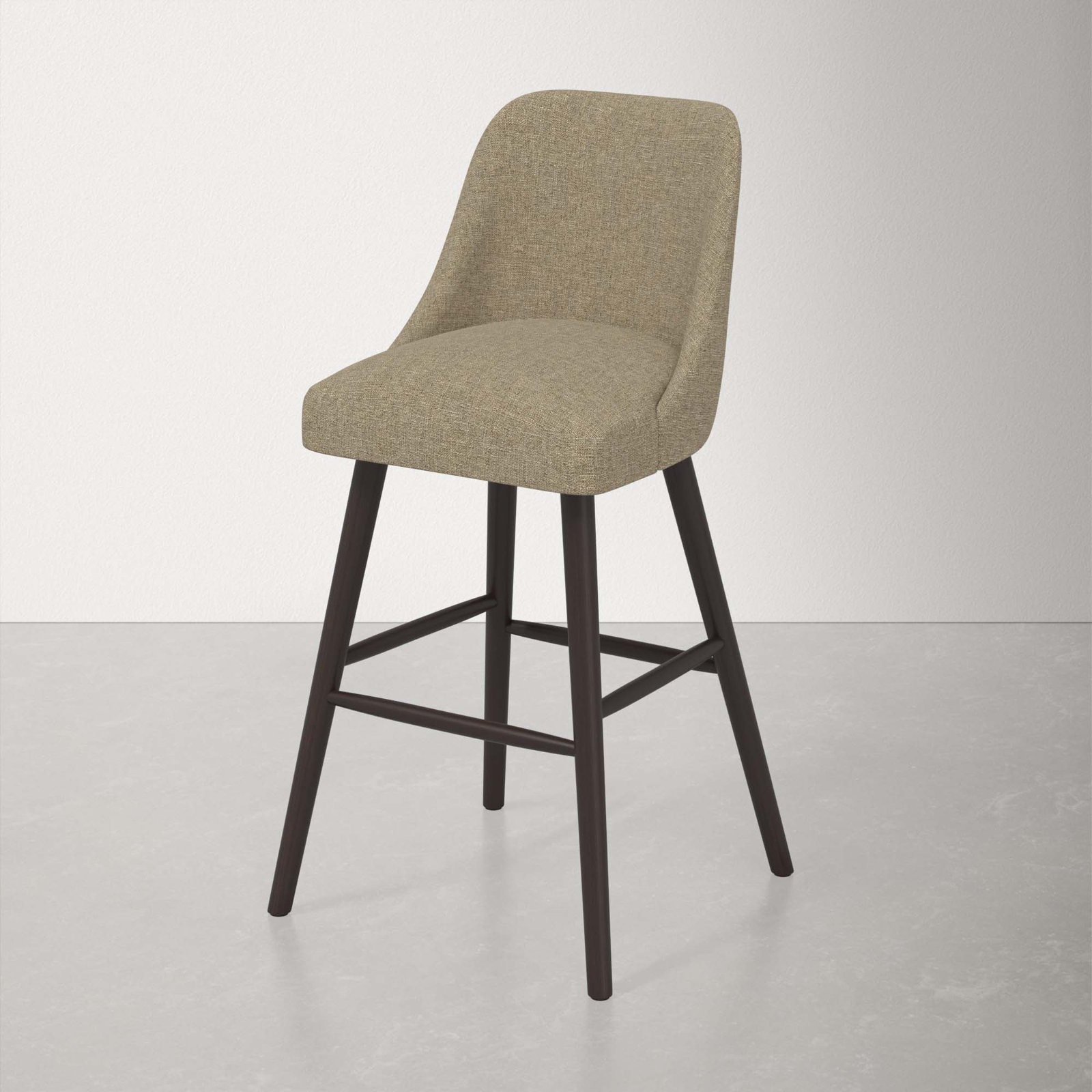 Gallie Stool, Bar Stool (31" Seat Height), Espresso, Zuma Natural Textured Linen