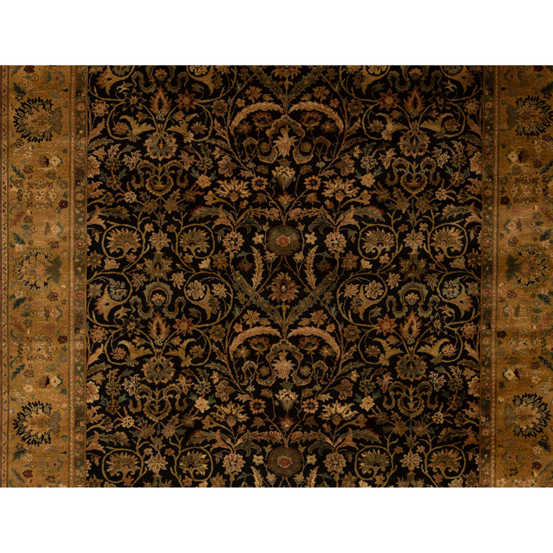 High-Quality Hand-Knotted Black And Gold Area Rug