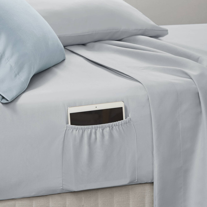 Blue Floral Full Microfiber Bed in a Bag Set