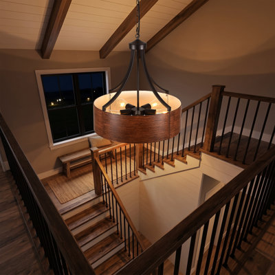 Lustre tambour en métal 19,7 po à 5 lumières à intensité variable