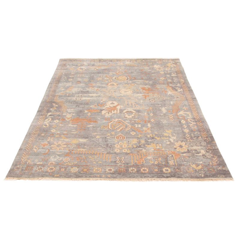 Tapis gris en laine noué à la main 7 pi 10 po x 9 pi 9 po Jules Serapi