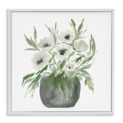 Soft White Anemones Framed Giclee, design by Lucille Price