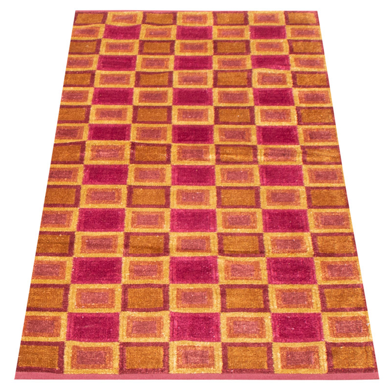 Tapis rectangulaire en chenille tissé à plat à la main Ammanda 3 pi 3 po x 6 pi cuivre
