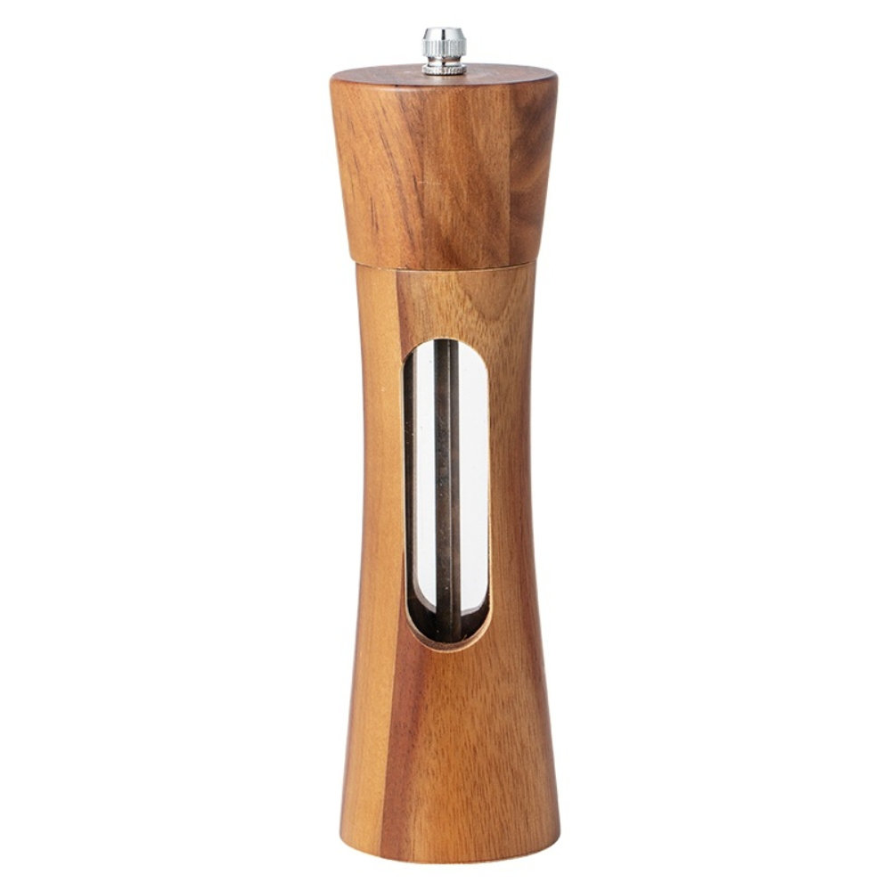 SC0GO Wooden Pepper Grinder Kitchen Acrylic Transparent Pepper Sea Salt