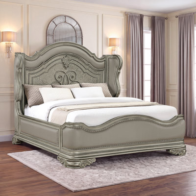 Faxon Leather Wingback Bed