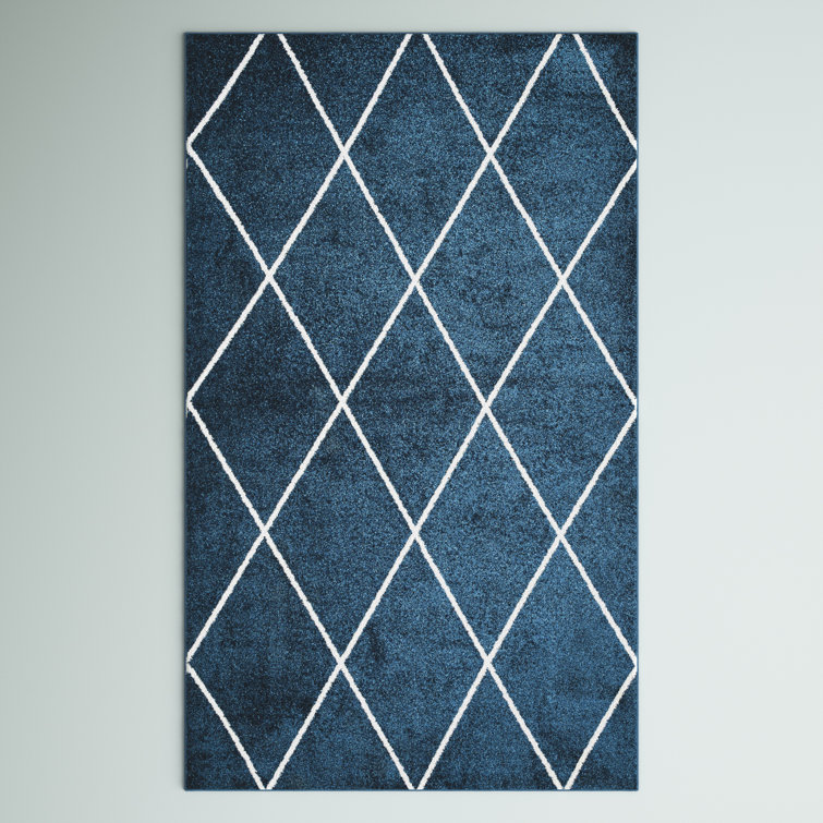 Bertrice Minimalist Diamond Trellis Navy/White Rug