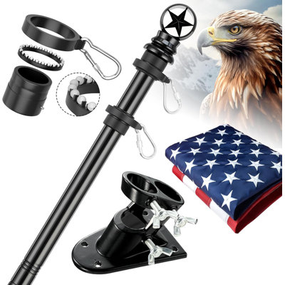 Flag with Pole Kit - 5ft Heavy Duty Stainless Steel Flagpole