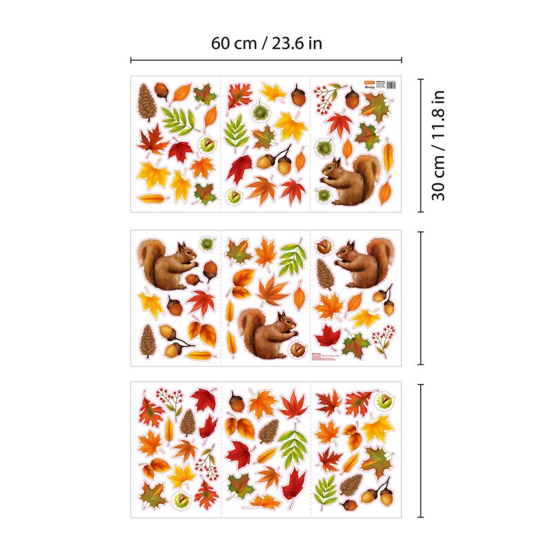 Adhésif décoratif feuilles d'automne avec écureuil
