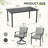 Maynard 7-Piece Black Metal Patio Dining Set With Rectangular Table, 2 Swivel Dining Chairs And Gray Cushions-122878504