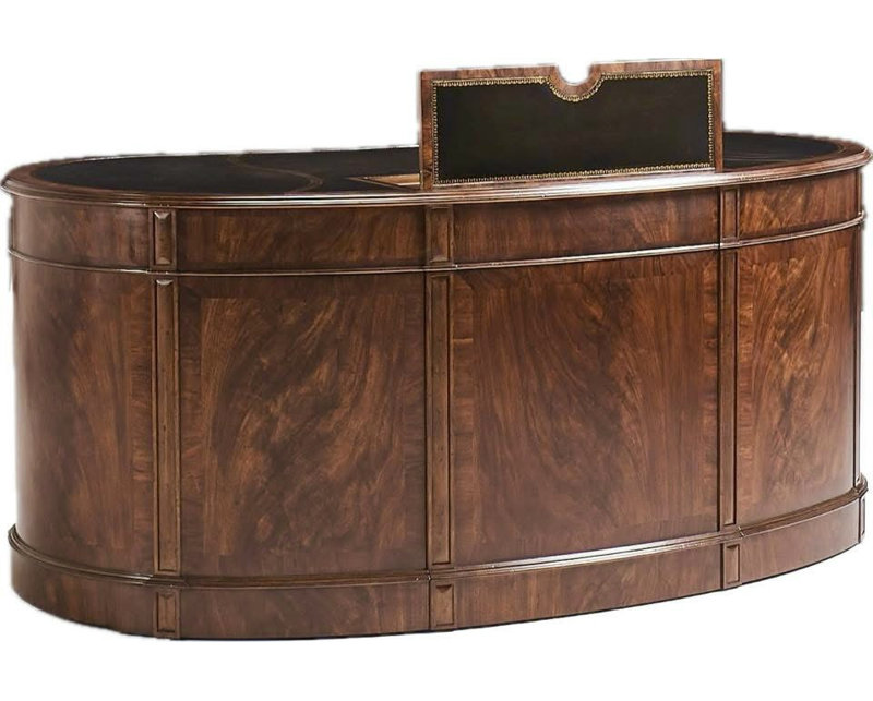 Walnut Kidney Shaped Desk With Leather Top