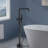 Topcraft Single Handle Floor Mounted Freestanding Tub Faucet with Handheld Shower, Matte Black-51724474