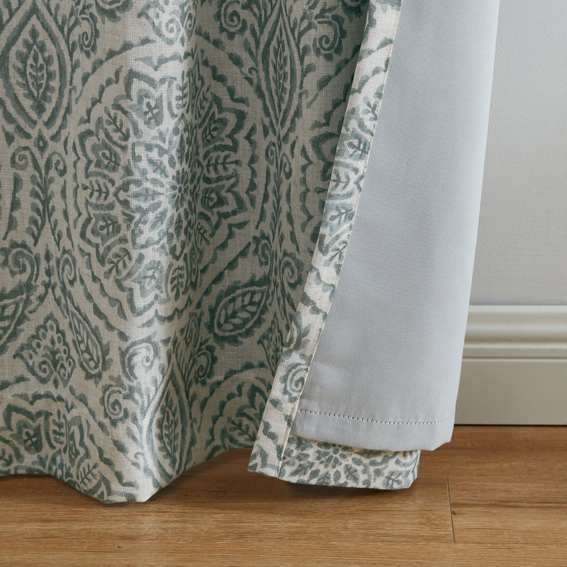 Rilley Medallion Print Polyester Blackout Curtain Panel, 52" W x 95" L, Sage
