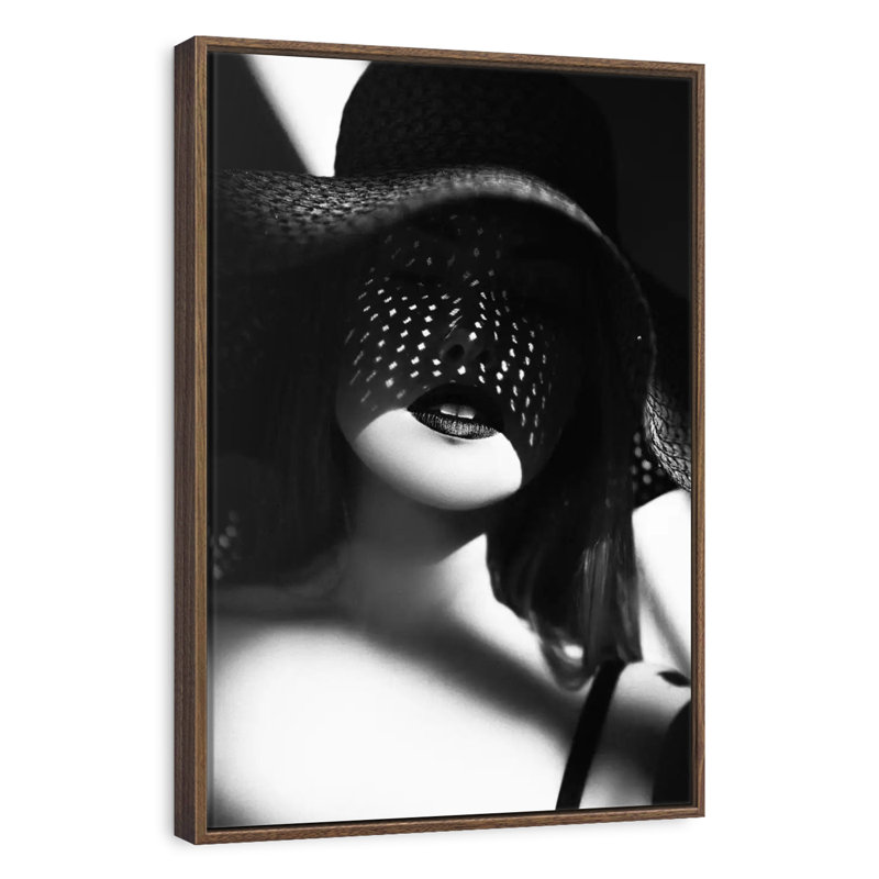Pois blancs, 29 po x 43 po, Cadre flottant noyer