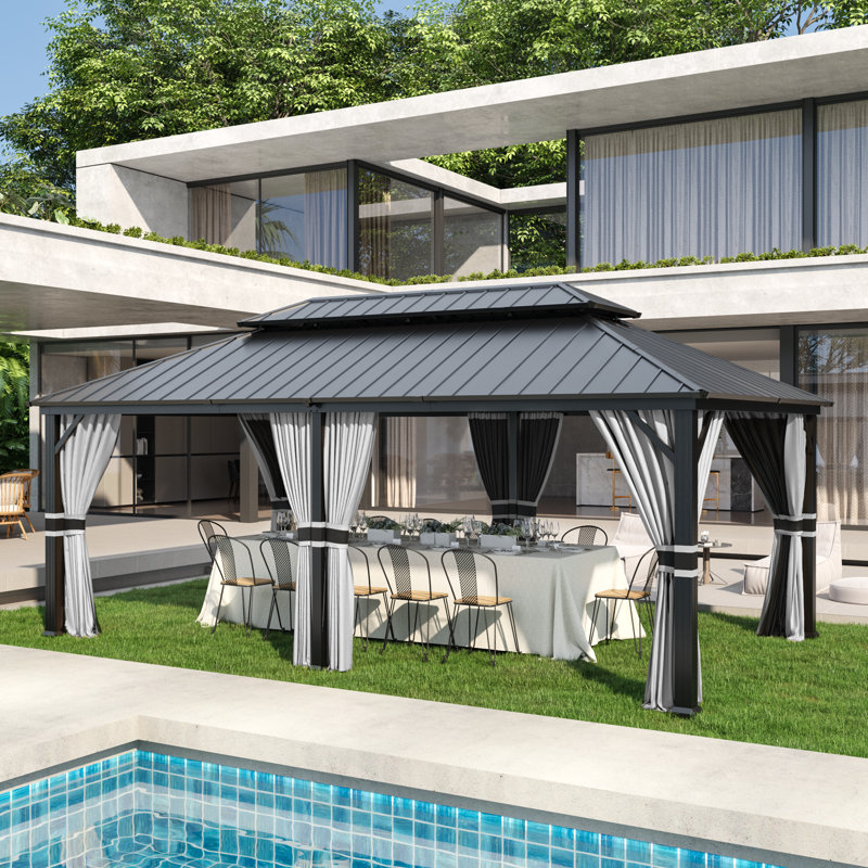 Pavillon de jardin en métal, H 120 po x l 240 po x P 145 po