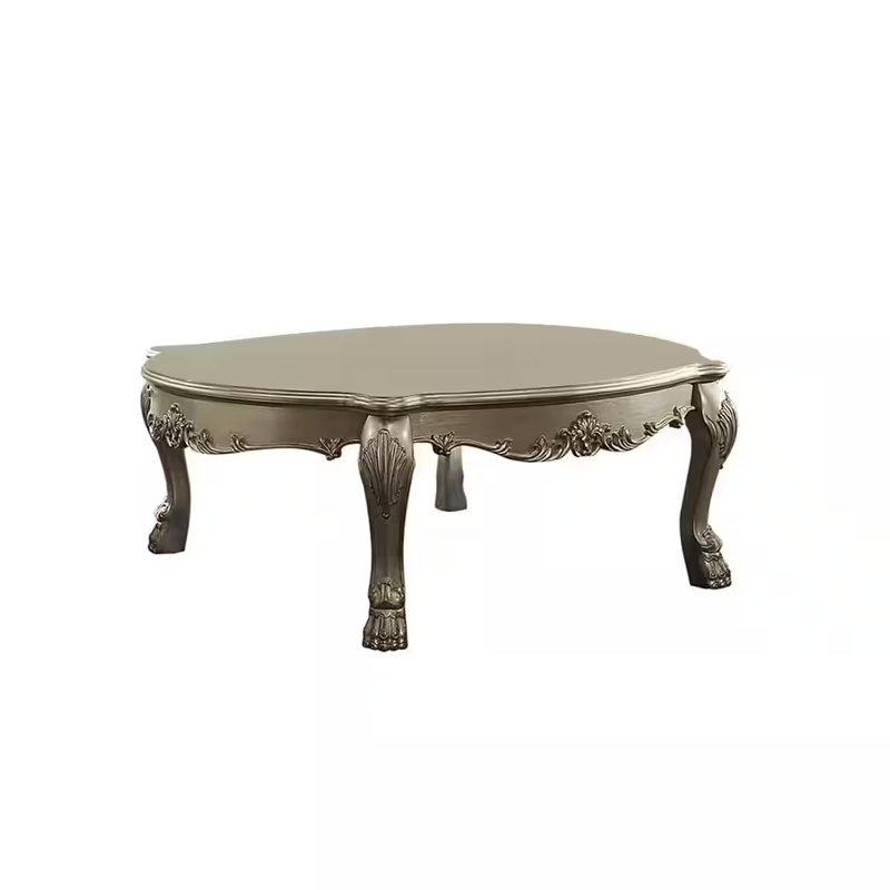 Dresden II Luxurious Antique Gold and Bone Square Coffee Table