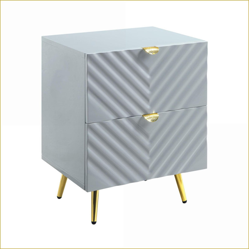Table de chevet 2 tiroirs Gaines Grey