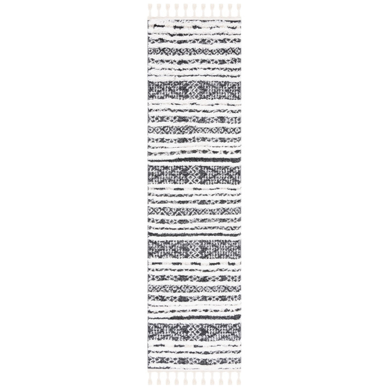 Tapis à poils longs Tynes, Tapis de couloir 2 pi 3 po x 8 pi