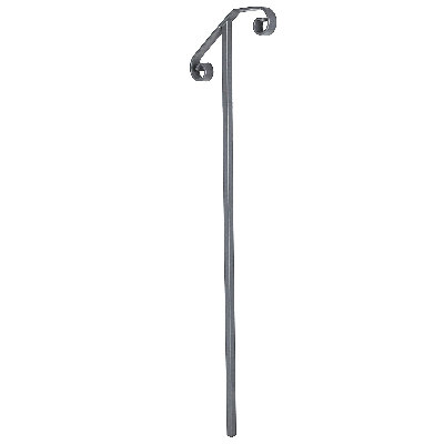 Single Post Stair Handrail 1-2 Steps Aluminum 1 Piece Gray