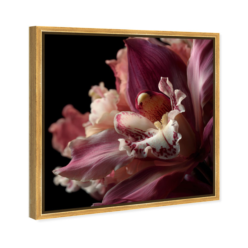 Velvet Labellum Print by Oliver Gal, 21"H x 21"W, Gold Floater Frame